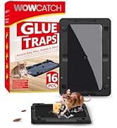 Wowcatch Sticky Mouse Traps Indoor for Home - 16 Pack Pre-baited Glue Traps for Roaches, Spider, ...