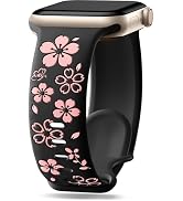 Wepro Floral Engraved Band Compatible for Apple Watch Bands for Women 40mm 41mm 38mm 42mm 44mm 45...