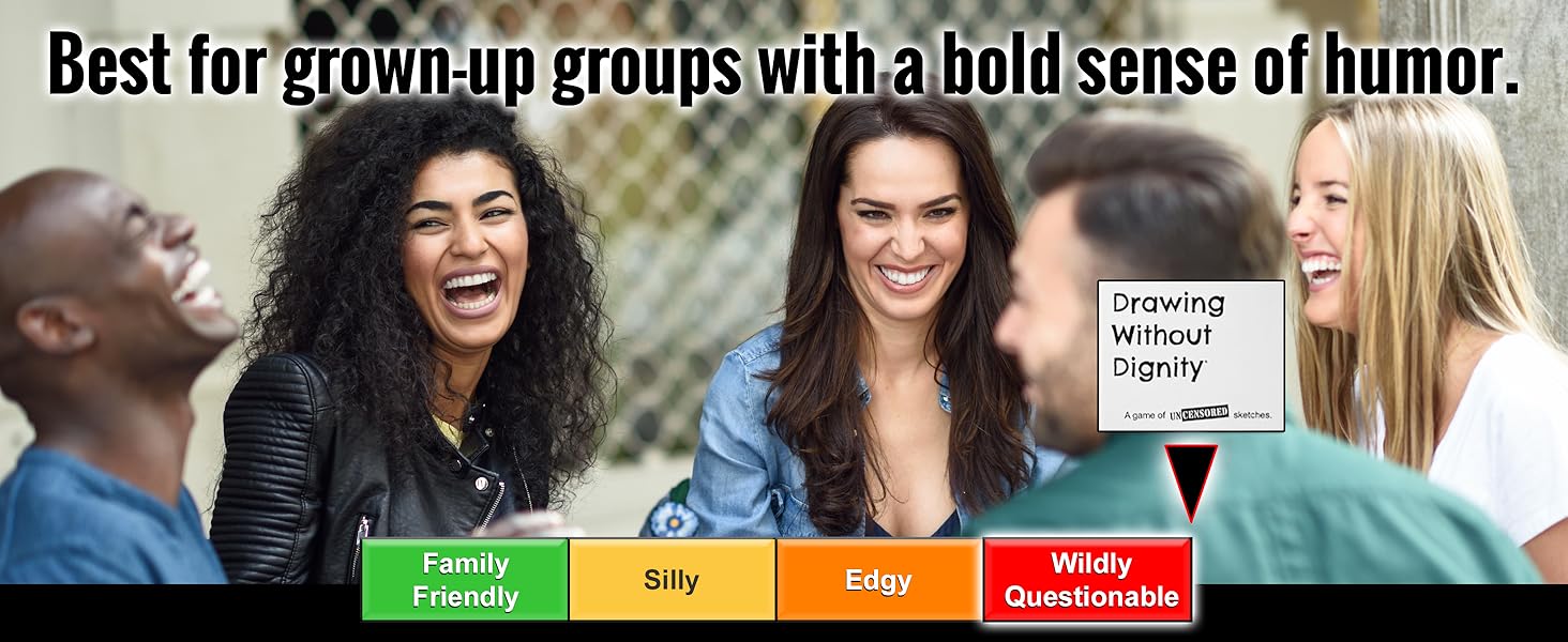 Friends laughing with humor sensitivity meter