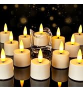 merrynights 12Pack Timer Tea Lights Candles Battery Operated, Ivory Base | 6H Timer Built-in, Rea...