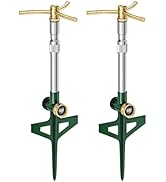 FANHAO 2 Pack Metal Lawn Sprinklers with Adjustable Telescoping Base, 3-Arm Water Sprinkler 360 D...
