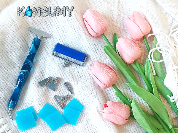 Diamond Art tool Color: Blue Pen; Silver Metal Tips,Blue roller