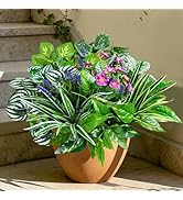 12 Pcs Artificial Plants for Outdoors Faux Greenery Leaves UV Resistant Realistic Plastic Large B...