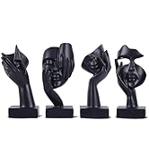 oliruim Black Abstract Thinker Figurine Set of 4, Home Art Face Small Statue for Accents Decor Wo...