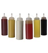 Oaklyn Plastic Condiment Squeeze Bottles with Twist on Cap Lids - Top Liquids Squirt Dispenser - ...