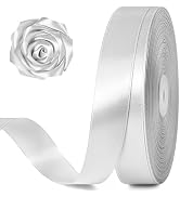 Jutieuo 100 Yards 1 Inch Silver Satin Ribbon, Solid Craft Fabric Ribbon for Christmas Gift Wrappi...