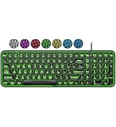 EDJO Large Print Backlit Keyboard, USB Wired Lighted Computer Keyboard with 7-Colors Backlight, L...