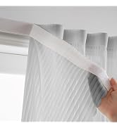 Sovtfides Grey Gauze Curtains Sheer Self-Adhesive, Translucent Privacy Panel, Fold-Up Portable Cu...