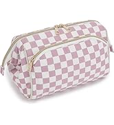 Fammart Travel Makeup Bag for Women, Waterproof Checkered Cosmetic Cosmetic Bag Make Up Organizer...