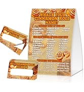 EQIUAG What's Your Cinnamon Roll Name, 1 Game Sign and 30 Cards, Cinnamon Roll Birthday Party Sig...