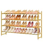 Tajsoon Expandable Shoe Rack for Closet 4 Tier, 29“-41“Adjustable & Stackable Shoe Shelf Storage,...