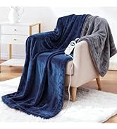 Electric Heated Blanket Throw 50" x 60" Soft Dual-Sided Flannel Fast Heating 12 Heat Levels 1–12H...