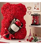 Otlonpe Preserved Artificial Roses Flowers Bear, Forever Women Gifts for Birthday Christmas Valen...