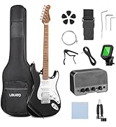 LEKATO Electric Guitar Kit Beginner 39 Inch Full Size Solid Body Guitar HSS for Starter Roasted M...