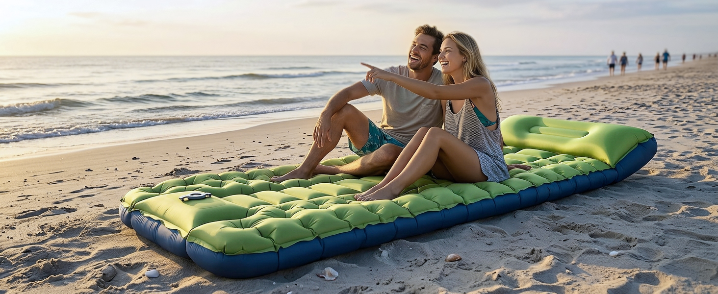 Sleeping pad camping gear, moisture-proof, beach lounging, portable outdoor rest, sand-proof base