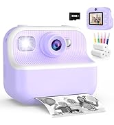 Kids Camera Instant Print, Toys for 3-12 Year Old Girls Christmas Birthday Gifts, 48MP Kids Selfi...