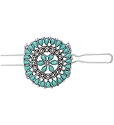Frinnovan 1 Pack Turquoise Flower Hair Clip Metal Hair Sticks Hair Barrettes Blue Stone Hairpin f...
