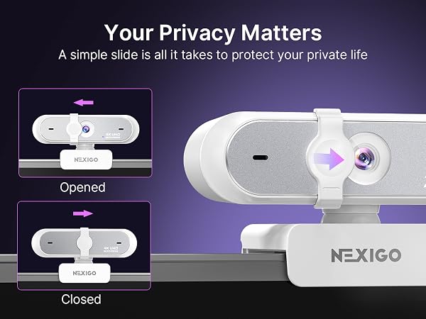 N660P Pro is mounted on a desktop, with a small inset showing privacy cover open/closed.