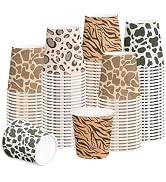 RUSPEPA 5oz Disposable Paper Cups, Bathroom Cups Small Mouthwash, 100 Pack Set Leopard Design, Pe...