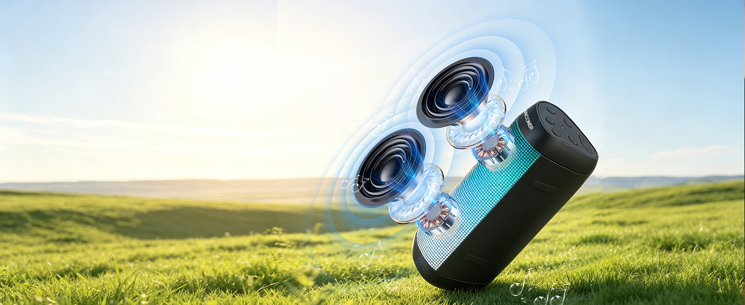 20W HD Stereo Sound: Full-range audio delivers crisp highs, balanced mids and punchy lows