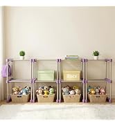 BLULEE Expandable Standing Shelf Unit, Adjustable Storage Rack Purple | Modular Plastic & Metalli...