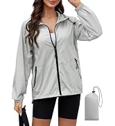 PITINAN Rain Jacket Women Waterproof Lightweight Jacket With Hood Packable Raincoat with Pockets ...