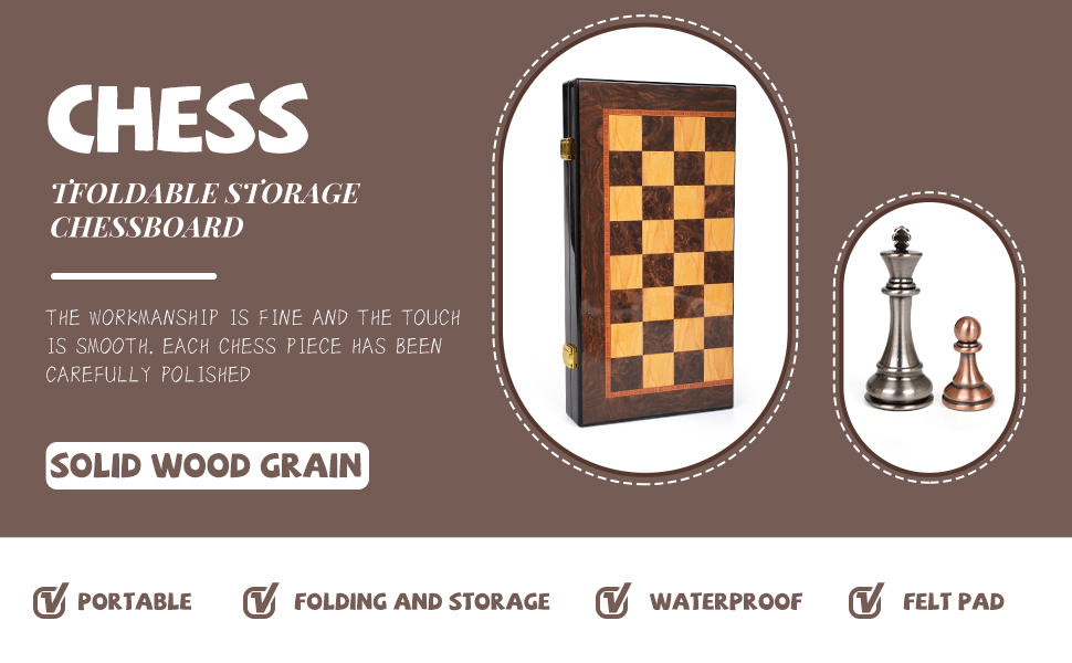 Luxury Metal Chess Set with 15 Inch Wooden Chess Board
