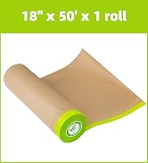 Tangibay Pre-Taped Masking Paper for Painting - 18 inch x 50 feet Tape and Drape Painters Paper, ...