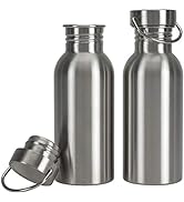 Yopay 2 Pack Sports Water Bottle, 17OZ Single Walled 18/8 Stainless Steel Water Bottle for Cyclis...