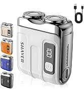 Mini Electric Shaver for Men, Portable Travel Double Ring Beard Razor | Pocket Portable Design, F...
