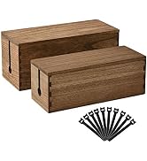 Kirigen Cord Management Box Wooden - Cable Organizer Hide Power Strips,Electrical Plugs - Desk Wi...
