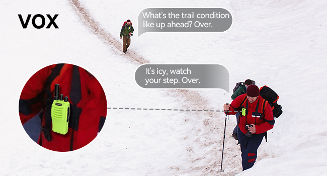 vox walkie talkies hands free rechargeable walkie talkies 3 pack