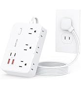 DEPOW 2 Prong to 3 Prong Adapter Power Strip - 6 Outlets & 4 USB Ports (2 USB-C), 1050J Two Prong...