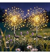 btfarm 2 Pack Solar Garden Lights Outdoor 8 Modes, 120 LED Firework Lights Solar Powered, Waterpr...