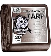 CARTMAN Finished Size 6x8 Feet Extra Thick 20 Mil Brown Ultra Heavy Duty Poly Tarp, Multipurpose ...