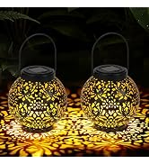 Homemory 2 Pack Solar Lanterns Outdoor Waterproof Hanging Lantern Decorative Outside Lights for P...