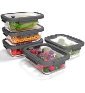 BOROHOUSE 5-Pack Borosilicate Glass Containers with Tempered Glass Lids, 35.2oz/4.4 Cup Airtight ...