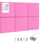 Large Cork Board 36" x 24", 6 Pack Felt Wall Tiles with Colored Pushpins, Bulletin Board with Rem...