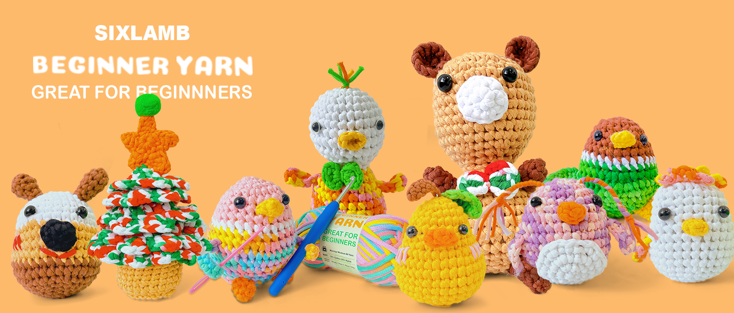 Beginner Crochet yarn rainbow variegated Kit DIY Craft Knitting Easy Amigurumi Cotton soft Medium #4