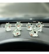 Rislobx Luminous Cow Car Dashboard Decor, 6PCS Cute Cow Car Dash Decorations Car Door Rear View M...