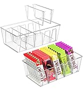Puricon 2 Pack Pantry Organization and Storage Bins for Kitchen Fridge Countertop Cabinet, Stacka...