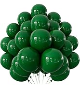 Adeyoo Dark Green Balloons - Forest Green Balloons 12 Inch Round Latex Balloon with Ribbons Shiny...