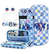 HYPERCASE Cute Accessories Bundle Kit for Nintendo Switch, with Blue Cartoon Switch Carrying Trav...