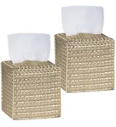 Avolander Tissue Box Cover 2-Pack, Square Tissue Holder with Bottom Belt, Modern Tissue Case Faci...