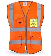 HPHST Multi-Pocket Reflective Safety Vest for Women and Men High Visibility Construction Worker Vest