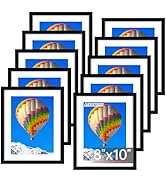 FIXSMITH 8x10 Picture Frame Set of 10, Black Photo Frames Bulk with HD Plexiglass, Display Pictur...