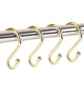 Resze S-Shape Shower Curtain Hooks, Gold Shower Curtain Rings Rust Proof, 12 Pcs Heavy Duty Metal...