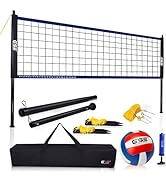 GSE Portable Badminton Volleyball Combo Set for Backyard Lawn/Beach with Volleyball/Badminton Net...