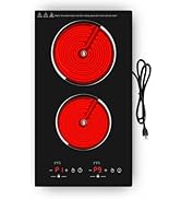 VBGK Electric Cooktop,12 Inch Built-in Radiant Electric Stove Top,110V 2100W 2 burner cooktop Wit...
