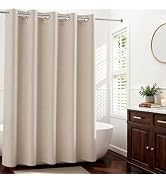 River Dream Linen Textured No Hook Shower Curtain with Snap-in Liner, Farmhouse Quick Dry Fabric ...